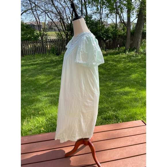 Vintage Vanity Fair Light Blue 2 Pc Peignoir Set Lace Trim Flutter Sleeves Sz L - Picture 8 of 11
